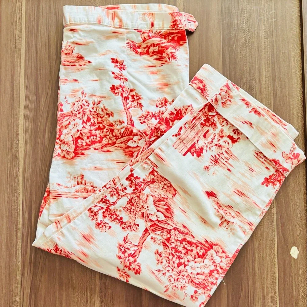 Vintage Bill Blass Sz 14 Chinoserie Patterned High Waist Cropped Pants - Picture 2 of 10